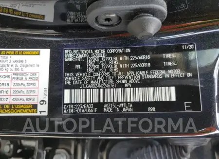 LEXUS NX 300 BAS 2021 vin JTJGARDZ4M2246761 from auto auction Copart