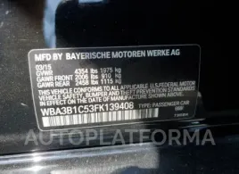 BMW 320 I 2015 vin WBA3B1C53FK139408 from auto auction Copart