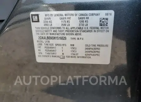 CHEVROLET EQUINOX LS 2017 vin 2GNALBEK6H1516629 from auto auction Copart