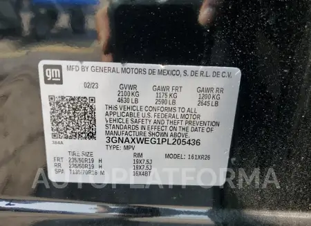 CHEVROLET EQUINOX RS 2023 vin 3GNAXWEG1PL205436 from auto auction Copart