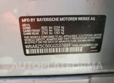 BMW 328 XIGT S 2016 vin WBA8Z5C50GGS37891 from auto auction Copart