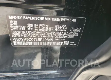 BMW X2 SDRIVE2 2020 vin WBXYH9C07L5P40845 from auto auction Copart