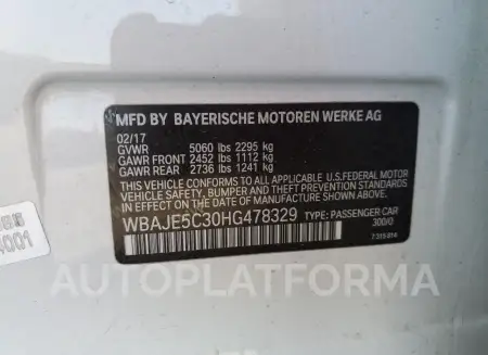 BMW 540 I 2017 vin WBAJE5C30HG478329 from auto auction Copart