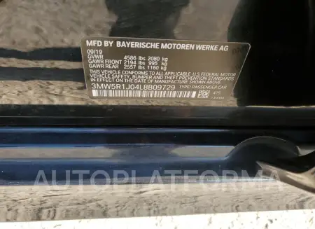 BMW 330I 2020 vin 3MW5R1J04L8B09729 from auto auction Copart