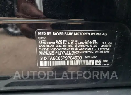 BMW X5 XDRIVE4 2023 vin 5UXTA6C05P9P04630 from auto auction Copart