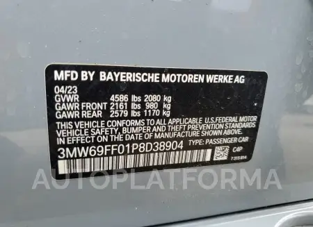 BMW 330I 2023 vin 3MW69FF01P8D38904 from auto auction Copart