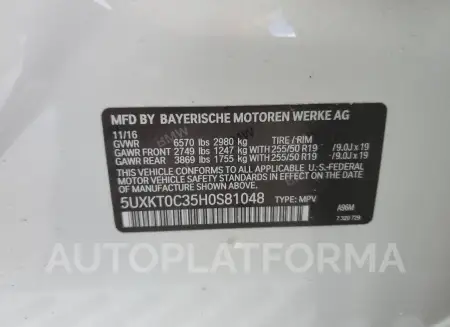 BMW X5 XDR40E 2017 vin 5UXKT0C35H0S81048 from auto auction Copart