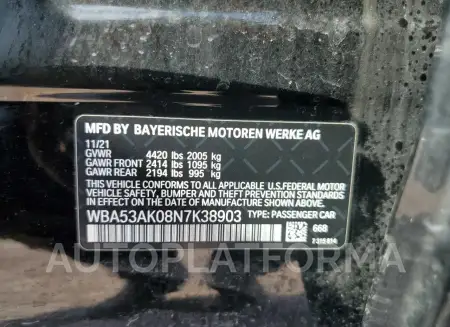 BMW 228I 2022 vin WBA53AK08N7K38903 from auto auction Copart