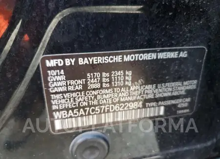 BMW 528 XI 2015 vin WBA5A7C57FD622984 from auto auction Copart