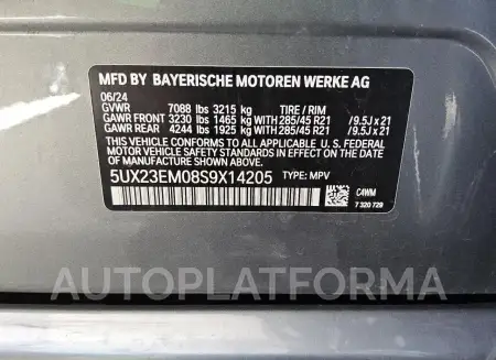 BMW X7 XDRIVE4 2025 vin 5UX23EM08S9X14205 from auto auction Copart