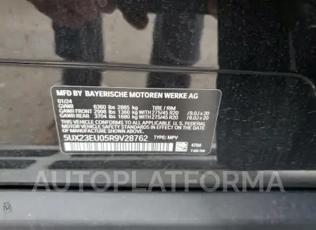 BMW X5 XDRIVE4 2024 vin 5UX23EU05R9V28762 from auto auction Copart