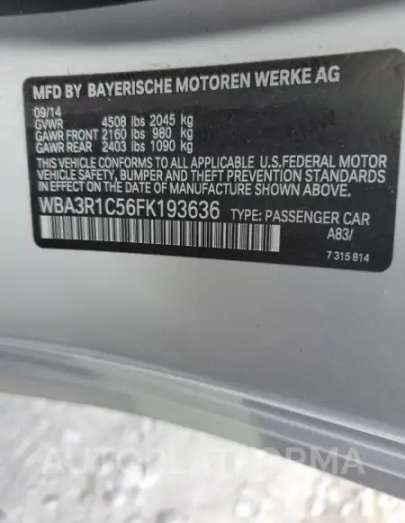 BMW 435 I 2015 vin WBA3R1C56FK193636 from auto auction Copart