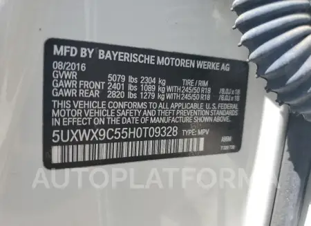 BMW X3 XDRIVE2 2017 vin 5UXWX9C55H0T09328 from auto auction Copart