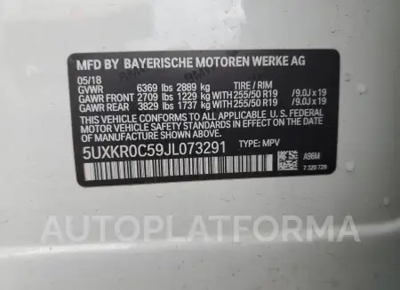 BMW X5 XDRIVE3 2018 vin 5UXKR0C59JL073291 from auto auction Copart