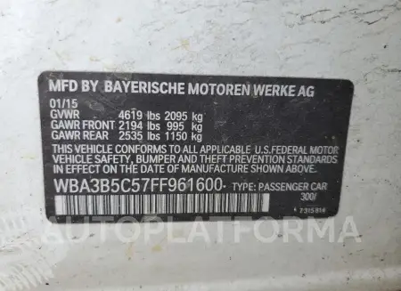 BMW 328 XI SUL 2015 vin WBA3B5C57FF961600 from auto auction Copart