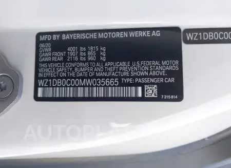 TOYOTA GR SUPRA 2021 vin WZ1DB0C00MW035665 from auto auction Iaai