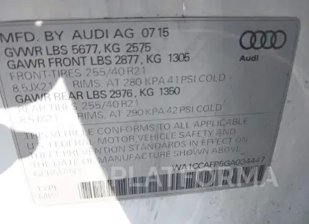 AUDI SQ5 2016 vin WA1CCAFP5GA034447 from auto auction Iaai