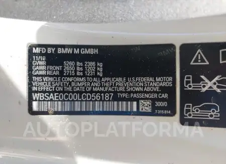 BMW M8 2020 vin WBSAE0C00LCD56187 from auto auction Iaai