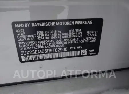 BMW X7 2024 vin 5UX23EM05R9T82900 from auto auction Iaai