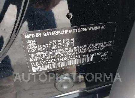 BMW 740LI 2015 vin WBAYF4C57FD874053 from auto auction Iaai