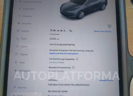 TESLA MODEL X 2019 vin 5YJXCBE2XKF184704 from auto auction Iaai