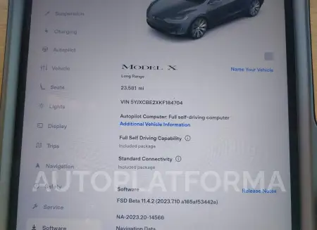 TESLA MODEL X 2019 vin 5YJXCBE2XKF184704 from auto auction Iaai