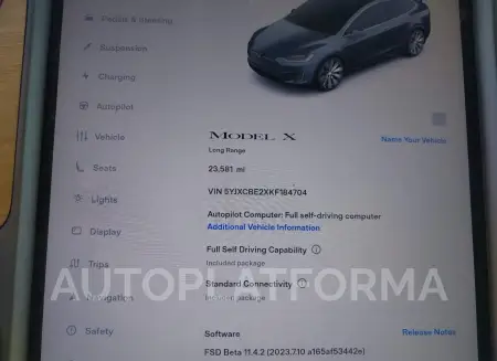 TESLA MODEL X 2019 vin 5YJXCBE2XKF184704 from auto auction Iaai