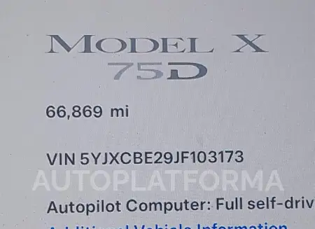 TESLA MODEL X 2018 vin 5YJXCBE29JF103173 from auto auction Iaai