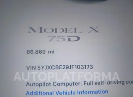 TESLA MODEL X 2018 vin 5YJXCBE29JF103173 from auto auction Iaai