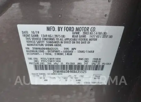 FORD FLEX 2019 vin 2FMHK6D84KBA35525 from auto auction Iaai