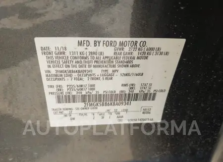 FORD FLEX 2019 vin 2FMGK5B86KBA09341 from auto auction Iaai