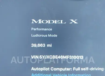 TESLA MODEL X 2021 vin 5YJXCBE46MF310013 from auto auction Iaai