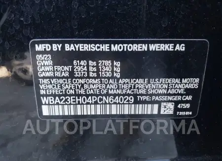 BMW 740 2023 vin WBA23EH04PCN64029 from auto auction Iaai