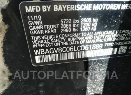 BMW M850I GTAN COUPE 2020 vin WBAGV8C06LCD61889 from auto auction Iaai