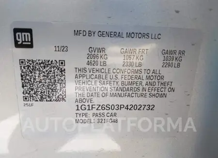 CHEVROLET BOLT EUV 2023 vin 1G1FZ6S03P4202732 from auto auction Iaai