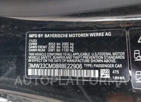 BMW 230 2024 vin 3MW33CM08R8E22906 from auto auction Iaai