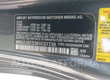 BMW M240I 2019 vin WBA2J5C53KVC07739 from auto auction Iaai