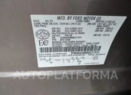 FORD FLEX 2019 vin 2FMHK6D88KBA21935 from auto auction Iaai