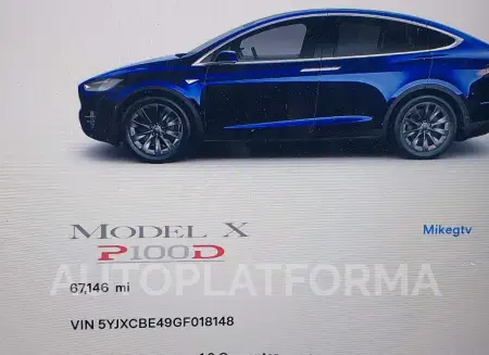 TESLA MODEL X 2016 vin 5YJXCBE49GF018148 from auto auction Iaai