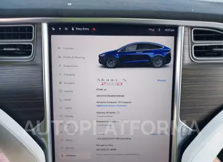 TESLA MODEL X 2016 vin 5YJXCBE49GF018148 from auto auction Iaai