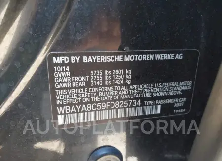 BMW 750I 2015 vin WBAYA8C59FD825734 from auto auction Iaai