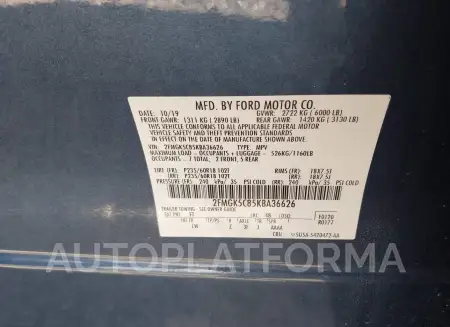 FORD FLEX 2019 vin 2FMGK5C85KBA36626 from auto auction Iaai