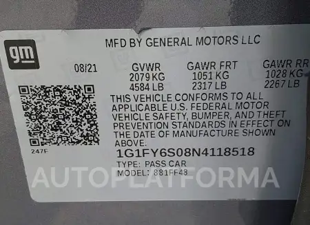 CHEVROLET BOLT EUV 2022 vin 1G1FY6S08N4118518 from auto auction Iaai