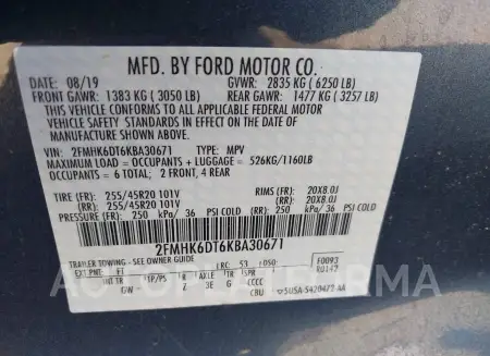 FORD FLEX 2019 vin 2FMHK6DT6KBA30671 from auto auction Iaai