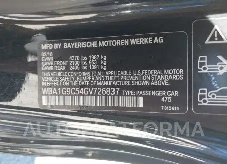 BMW 228I 2016 vin WBA1G9C54GV726837 from auto auction Iaai