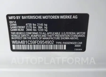 BMW 435I GRAN COUPE 2015 vin WBA4B1C59FD954902 from auto auction Iaai