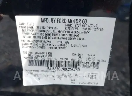 FORD ECOSPORT 2019 vin MAJ6S3GL9KC256750 from auto auction Iaai