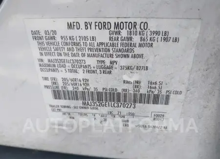 FORD ECOSPORT 2020 vin MAJ3S2GE1LC370273 from auto auction Iaai