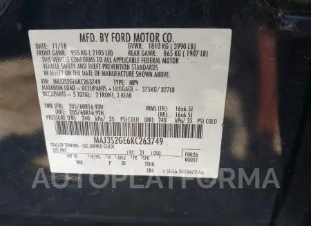 FORD ECOSPORT 2019 vin MAJ3S2GE6KC263749 from auto auction Iaai