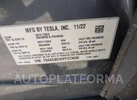 TESLA MODEL X 2023 vin 7SAXCBE50PF373690 from auto auction Iaai